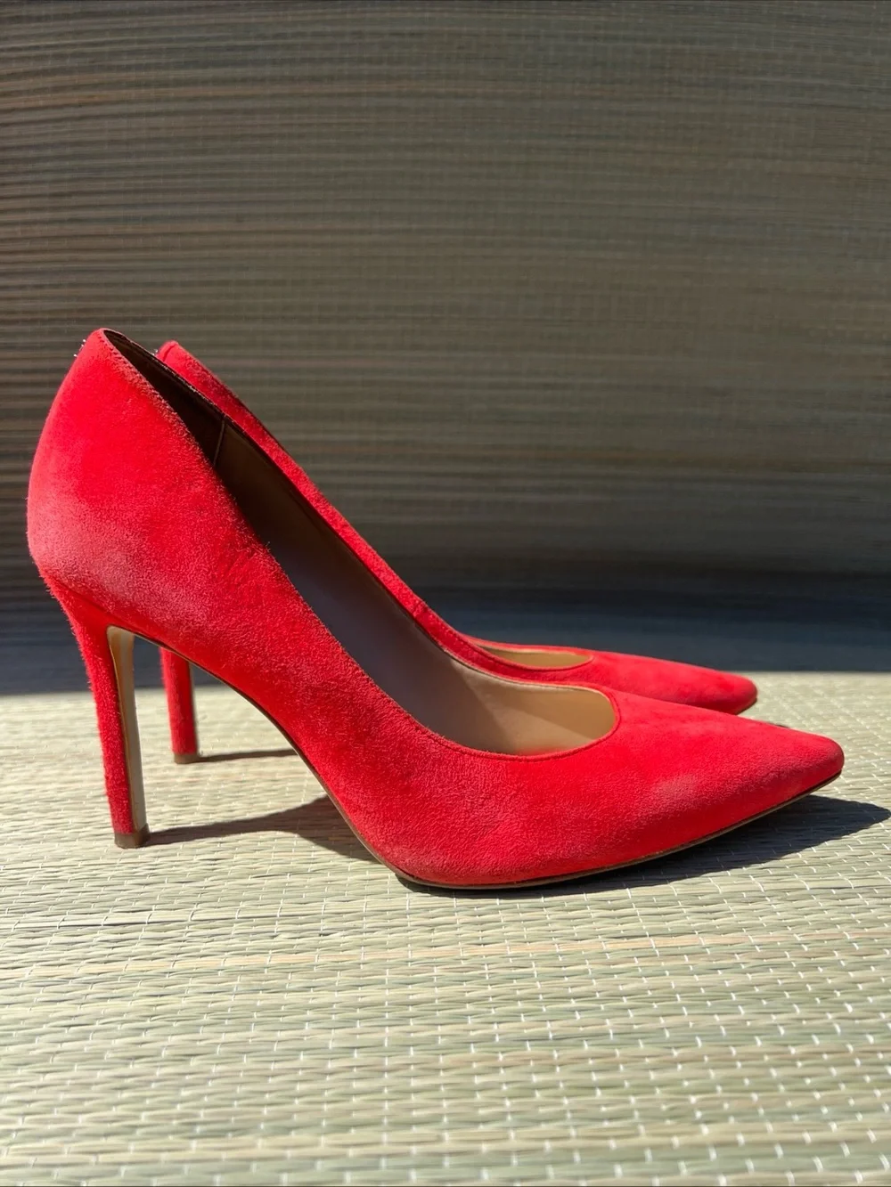 Sam Edelman Red Suede Pointed-Toe Pumps
